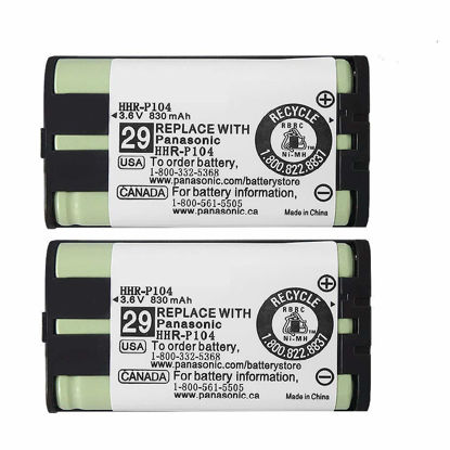 Picture of EOCIK 2PACK HHR-P104 3.6V 830mAh NI-MH Rechargeable Battery for Cordless Phone Replacement Batteries for Panasonic
