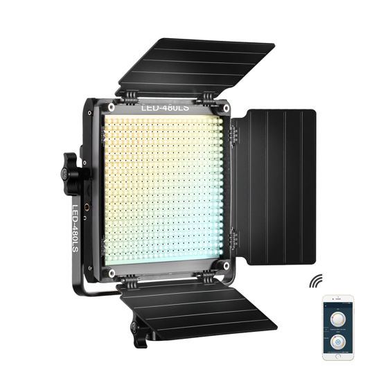 Picture of GVM Led Bi-Color Video Lights with APP Function, Variable CCT 2300K-6800K and 10%-100% Brightness with Digital Display for Video Studio Shooting, CRI97+ TLCI97 Led Light Panel +Barndoor