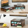 Picture of TEAMIX Monitor Stand Riser-2 Pack, Rustic Brown Wood Adjustable Monitor Stand Dual Monitor Riser for 2 Monitors/Laptop/PC Computer Stand for Desk