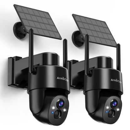 Picture of Armorcope 2Pack 2K HD Solar Security Cameras Wireless Outdoor, 360° PTZ View Outdoor Cameras for Home Security,Color Night Vision with Spotlight, 2-Way Audio,Motion Alarm, IP65 Waterproof