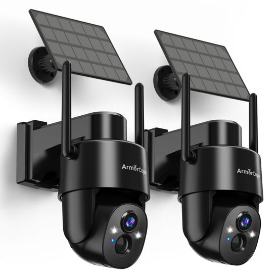 Picture of Armorcope 2Pack 2K HD Solar Security Cameras Wireless Outdoor, 360° PTZ View Outdoor Cameras for Home Security,Color Night Vision with Spotlight, 2-Way Audio,Motion Alarm, IP65 Waterproof
