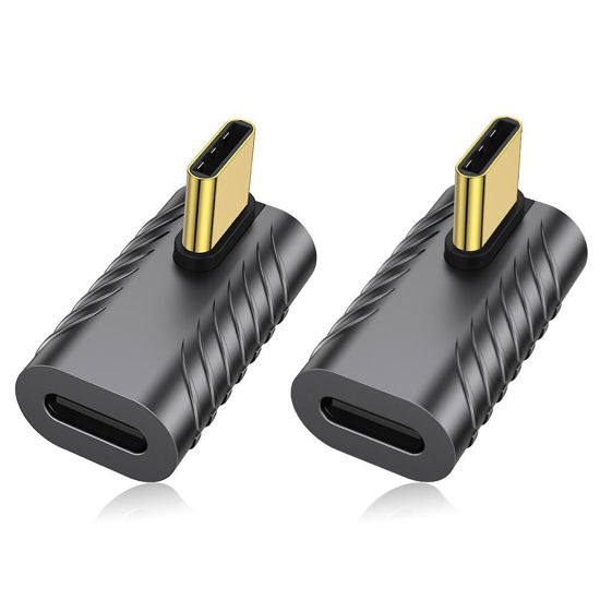Picture of AuviPal 240W USB C 90 Degree Adapter (2 Pack), 40Gbps USB C Right Angle Connector Extender for MacBook, iMac, iPad Pro, Tablet, Phones and Other Type C Devices