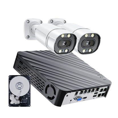 Picture of 8MP 4K Security Camera System, 8CH NVR Recorder with AI Face Vehicle Detection, UHD IP PoE Cameras with Color Night, Spk Work with Xmeye Pro for Home Business Surveillance, 1TB HDD (2 Camera Kit)