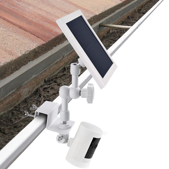 Picture of 2-in-1 Gutter Mount for Ring Solar Panel, Stick Up Cam Battery, Spotlight Cam Battery and Spotlight Cam Battery Plus/Pro, Perfect Angle to Get Adequate Sunlight for Your Ring Solar Panel - White