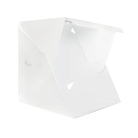 Picture of Pivo Lightbox 10" Portable Foldable Professional Product Lightbox Studio Full Set Tent Kit with 360° Turntable, Color Backdrops, and Dimmer Control