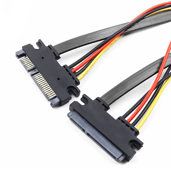 Picture of OHKIKOME SATA Power Extension Cable, 19.7inch 22-Pin SATA III Male to Female Combo Data and Power Extension Cable for HDD, SSD, Optical Drives-7+15pin
