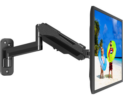 Picture of MOUNTUP Single Monitor Wall Mount for Max 32 Inch Computer Screen, Fully Adjustable Gas Spring Monitor Arm, Wall Mounted Monitor Holder Support 2.2-17.6lbs Display, VESA Bracket Fit 75x75mm, 100x100mm