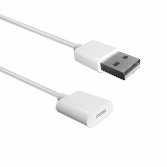Picture of TechMatte Charging Adapter Electronic Cable Compatible with Apple Pencil 1st Generation, Male to Female Flexible Connector, Laptop (White-3 Feet)
