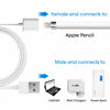 Picture of TechMatte Charging Adapter Electronic Cable Compatible with Apple Pencil 1st Generation, Male to Female Flexible Connector, Laptop (White-3 Feet)