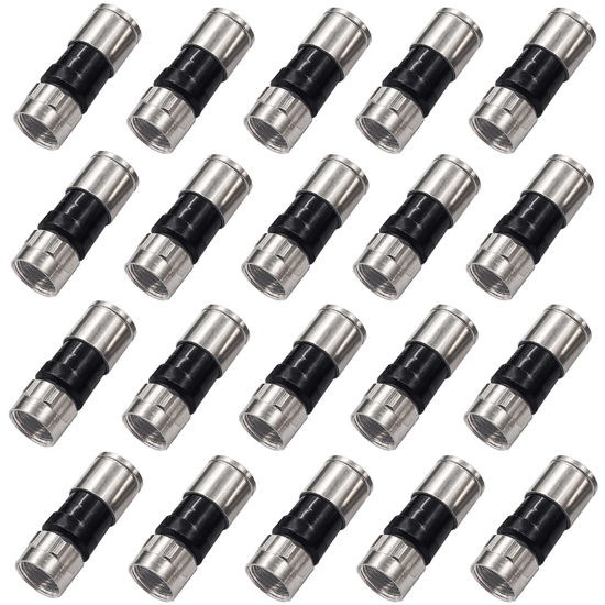 Picture of Taiss 20PCS RG6 Compression connectors,F Type Coaxial Cable Compression connectors (Black)