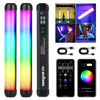 Picture of weeylite K21 2 Pack Magnetic RGB Tube Light, App Control Handheld RGB LED Video Stick Light Wand for Photography with Type-C Charging CRI 95+ 2500K-8500K LCD Display 3.7V/2500mAh Rechargeable Battery
