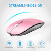 Picture of Uciefy Q5 Slim Rechargeable Wireless Mouse, 2.4G Portable Optical Silent Ultra Thin Wireless Computer Mouse with USB Receiver and Type C Adapter, Compatible with PC, Laptop, Desktop (Pink)
