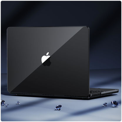 Picture of Soonjet for MacBook Pro 14 inch Case 2024-2021 M4 M3 M2 M1 Pro/Max [100% Clear, Refined Black] Protective Hard Shell Case Laptop Cover - Crystal Black
