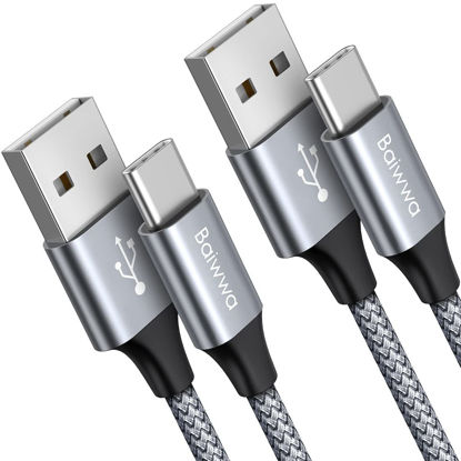 Picture of Baiwwa USB C Cable 3ft Fast Charging, 2-Pack USB A to Type C Cable Braided Charger Cord for iPhone 16 15/16 15 Pro/16 15 Plus/16 15 Pro Max Samsung Galaxy S24 S23 S22 S21 S20 S10 Ultra Plus