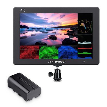 Picture of FEELWORLD T7 7 Inch DSLR Camera Field Monitor with F550 2200mAh Battery, with Histogram Peaking Focus False Colors 4K HDMI Input Output Full HD 1920x1200 Solid Aluminum Housing