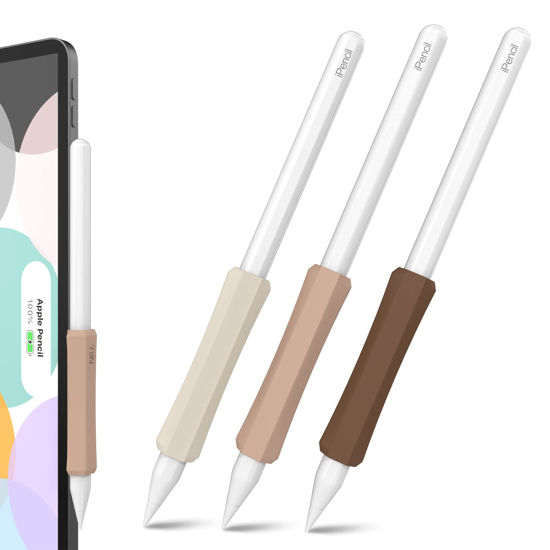 Picture of NIUTRENDZ 3 Pack Silicone Grip for Apple Pencil 2nd Generation & Apple Pencil (USB-C) Grip Ergonomic Design Protective Case Cover Sleeve (Beige + Khaki + Brown)