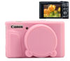 Picture of Pocoukate Case for Canon PowerShot SX740 HS Camera, Soft Silicone Protective Cover Skin with Removable Lens Cover for SX740/SX730 HS Accessories Rubber with Tempered Glass Screen Protector - Pink