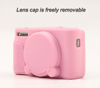 Picture of Pocoukate Case for Canon PowerShot SX740 HS Camera, Soft Silicone Protective Cover Skin with Removable Lens Cover for SX740/SX730 HS Accessories Rubber with Tempered Glass Screen Protector - Pink