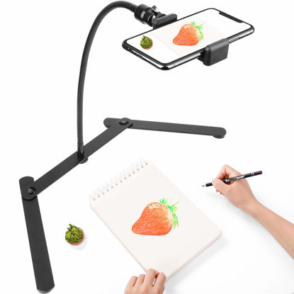 Picture of Photo Copy Pico Projector Stand,Chromlives Overhead Tripod Video Stand for Phone,Adjustable Tabletop Overhead Phone Mount,Gooseneck Mini Tripod Stand for Teaching Streaming Baking Crafting