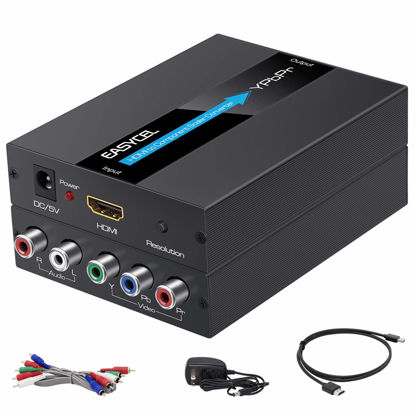 Picture of EASYCEL HDMI to Component Converter with HDMI and Component Cables, 1080P Aluminum HDMI to RGB Converter, HDMI to YPbPr 5RCA Converter with Scaler Function