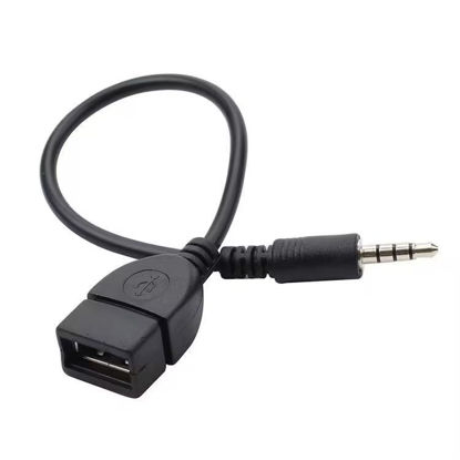 Picture of Pxiryanlow Black USB to AUX Adapter Cable,3.5mm Male AUX Plug to USB 2.0 Female Converter Adapter Cable Cord for Car Aux Port 20cm/8-inch Length Black OTG Adapter Accessories