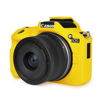 Picture of Rieibi EOSR50 EOS R50 Case, Soft Silicone Protective Case for Canon EOS R50 EOSR50 Vlogging Camera, Lightweight EOS R50 Camera Case Grip Cover Body Skin - Yellow