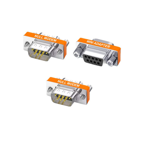 Picture of YIOVVOM DB9 Null Modem Adapter Male to Female Slimline Data Transfer Serial Port Adapter set of 3