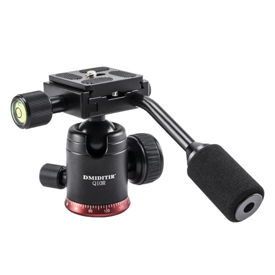 Picture of Panoramic Ball Head with Handle All Metal CNC Ball Head Camera Mount DMIDITIR Tripod Head with Arca Swiss Quick Release Plate for Tripod, Monopod, DSLR, Camcorder, DV, Telescope, Hunting (Red)