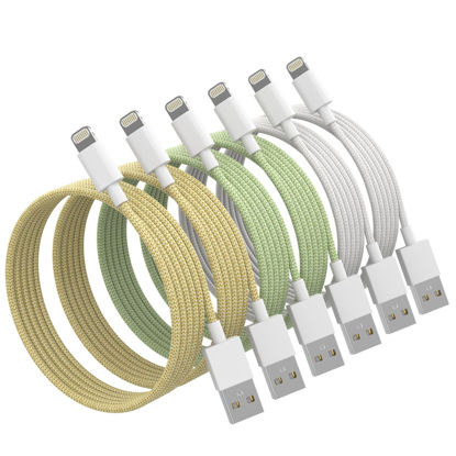 Picture of iPhone Charger Cord, [Apple MFi Certified] Lightning Cable, 6Pack (3/3/6/6/6/10 FT) Nylon Braided USB Charging Cable for iPhone 14/13/12/11 Pro Max/XS MAX/XR/XS/X/8/7/6s Plus, iPad