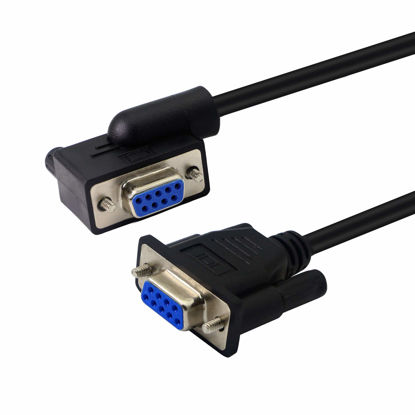 Picture of PNGKNYOCN 30 cm Straight Through DB9 RS232 Serial Cable. 90 Degree Left Angled RS232 Female to Female Cable, YOUCHENG, for Computers, Printers, Scanners(L)