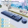 Picture of Nowlike Wireless Keyboard and Mouse Combo, Retro Typewriter Keyboard with Round Keycaps, Full-Size Ergonomic, Blue, Ideal for Windows PC, Home, Office, and College, Wireless Keyboard Mouse Combo