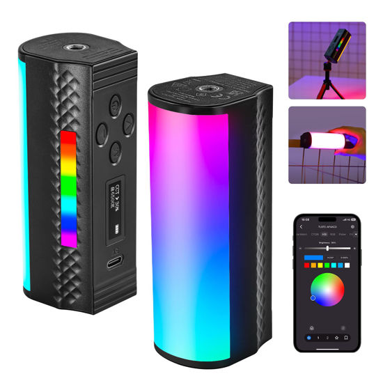 Picture of NEEWER Magnetic Handheld Light Wand [2 Pack] with APP Control, 360° Full RGB Mini LED Video Light Stick 2500K~8500K Dimmable CRI 97 with 2550mAh Battery, 17 Scenes for Photography Vlog TikTok, TL97C