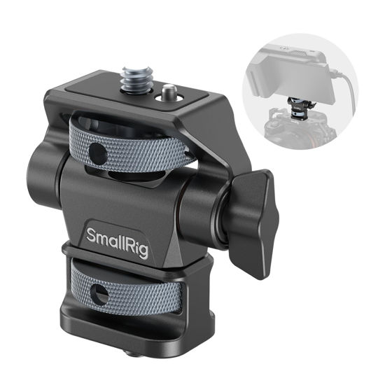 Picture of SmallRig Adjustable Camera Monitor Mount, 360° Swivel and 180° Tilt Monitor Holder, with 1/4"- 20 Screws, Bouncy Locating Pins, Anti-Twist Design, for Ninja V and V+ Monitors