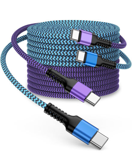 Picture of iPhone 15/16 Fast Charger Cable 10ft, Extra Long Braided Type C to C Power Cord Fast Charging for Apple iPhone 16 Pro Max/16/15Pro Max/15 Pro/15Plus, iPad Pro Air Mini, Galaxy S25/S24, Pixel 9Pro XL 8