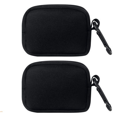 Picture of 2 Pieces Mini Pouch with Carabiner Clip,Small Pouches for Organization,Small Makeup Bag for Purse,Zipper Coin Pouch,Card Holder Wallet,Travel Storage Carrying Tech Bag for Small Electronic Accessories
