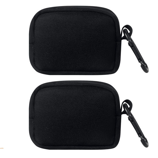 Picture of 2 Pieces Mini Pouch with Carabiner Clip,Small Pouches for Organization,Small Makeup Bag for Purse,Zipper Coin Pouch,Card Holder Wallet,Travel Storage Carrying Tech Bag for Small Electronic Accessories
