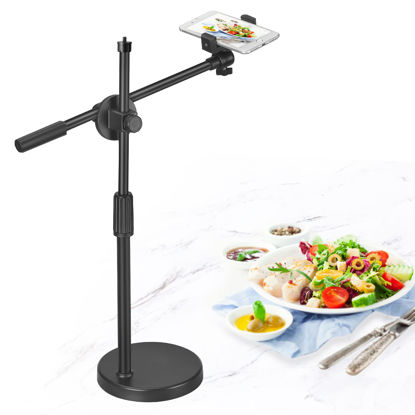 Picture of XCELLENT GLOBAL XG Overhead Phone Mount Live Streaming Phone Desktop Stand,Adjustable Height and Angle with Stable Round Base,Perfect for Product Live Streaming Shop(36-52CM)