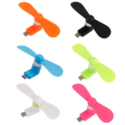 Picture of PCTC 6PCS Type C Mini Phone Fan Type C for Samsung Galaxy S24 / S23 / 23 Ultra/ 24 Ultra, Compatible with Apple iPhone 15/15 Pro /15 Pro Max, for Moto Razr 40 Ultra /g54/Edge S Pro/Razr 40