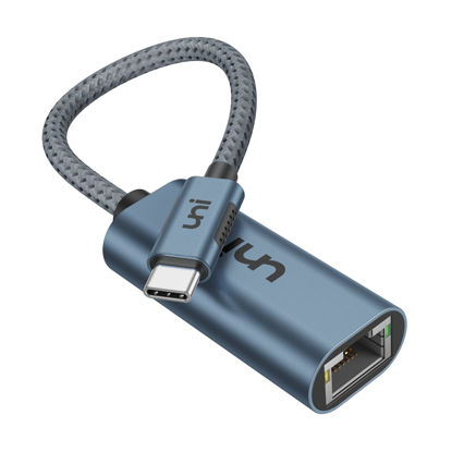 Picture of uni USB C to Ethernet Adapter, Driver Free RJ45 to USB C [Thunderbolt 3/4 Compatible], 1Gbps Type-C Gigabit Ethernet LAN Network Adapter for MacBook Pro/Air, iPhone 15 Pro/Max, XPS - Midnight Blue