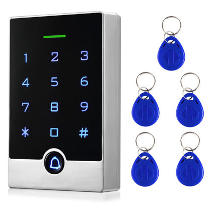 Picture of Security Door Access Control Keypad, RFID Keypad with ID Key Fobs, Stand-Alone Keypad, Support 2000 Users, Door Lock Keypad Controller, Garage Keyless Entry Pad, Zinc Alloy Metal, Weatherproof