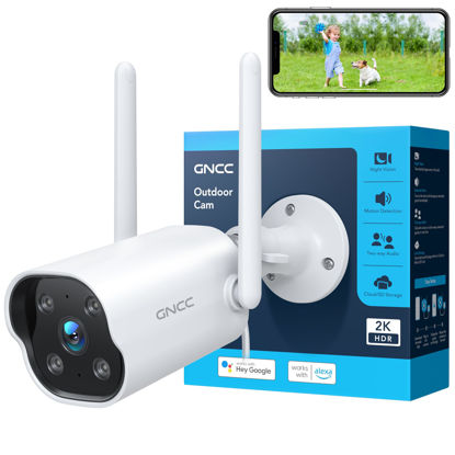Picture of GNCC Outdoor Camera, 2K Cameras for Home Security Outside, Home Security Cameras, Motion Detection, Night Vision, 24/7 Recording, 2 Way Audio, Waterproof, Cloud & Local, Plug-in, APP Control