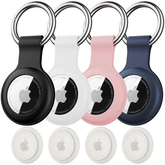 Picture of 4 Pack IPX8 Waterproof for AirTag Keychain，with Soft Silicone Holder Case Key Ring，Lightweight, Anti-Scratch, Compatible with Air Tag Holder for Luggage,Keys, Dog Collar etc