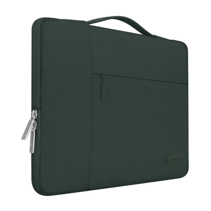 Picture of MOSISO Laptop Sleeve Compatible with MacBook Air 15 inch M2 A2941 2023 / Pro 15 A1990 A1707, 15 Surface Laptop 5/4/3, Dell XPS 15, HP Stream 14, Polyester Multifunctional Briefcase Bag, Midnight Green
