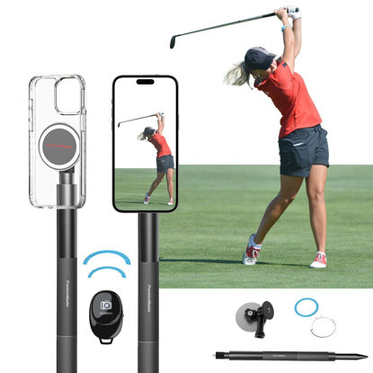 Picture of PrecisionMaster Golf Monopod Stick, Record Golf Swing with Magnetic Phone Holder & Bluetooth Control, Adjustable Tripod with Spike, Golf Swing Training, Compatible with Gopro Insta