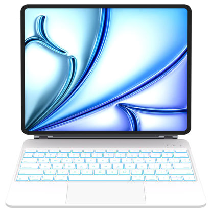 Picture of Otuoor Magic Keyboard Case for iPad Pro 12.9 inch(6th,5th,4th,3rd Gen), iPad Air 13 inch Case Keyboard (M2, 2024) with 7 Colors Backlight, Multi-Touch Trackpad, Magnetic Stand, Auto Sleep/Wake (White)