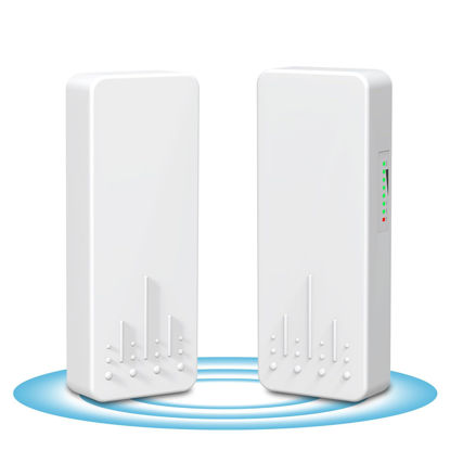Picture of Outdoor Wireless Bridge, NICGIGA 5.8G 4KM Transmission WiFi Point-to-Point Wireless Ethernet Bridge Router, with 2 Gigabit RJ45 LAN Ports, 2-Pack CPE, Factory Pairing Without Setting, Plug and Play.