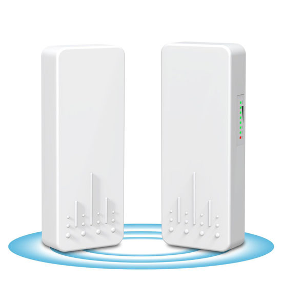 Picture of Outdoor Wireless Bridge, NICGIGA 5.8G 4KM Transmission WiFi Point-to-Point Wireless Ethernet Bridge Router, with 2 Gigabit RJ45 LAN Ports, 2-Pack CPE, Factory Pairing Without Setting, Plug and Play.