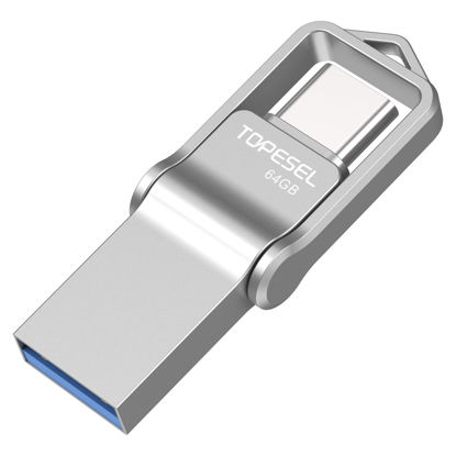 Picture of TOPESEL 64GB USB C Flash Drive Dual USB 3.0 Flash Drive USB A & Type C Thumb Drive UDP-Tech Waterproof Type C Flash Drive Portable USB C OTG Flash Drive for Computer Mac Smartphone Tablet