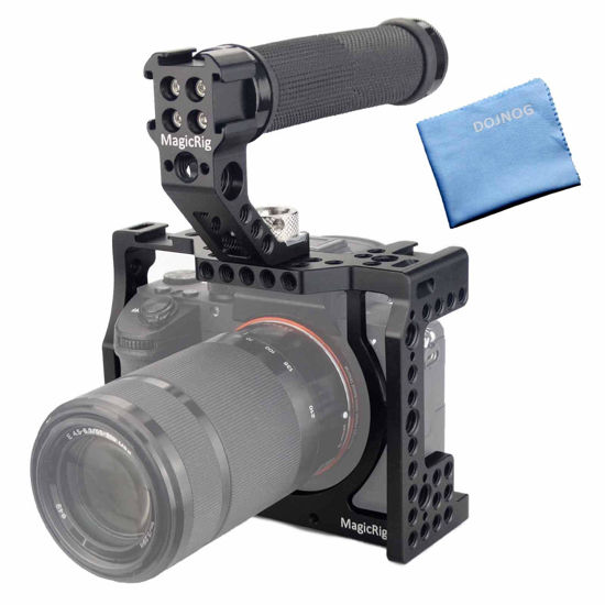 Picture of MAGICRIG A7RIII /A7III /A7M3 Full Cage Only for Sony A7RIII / A7R3 / A7III / A7M3(A7R Mark III/ILCE-7RM3),with 5 Cold Shoe Mount, 1/4"-20 & 3/8"-16 ARRI Threads Hole, Rubber ARRI Locating Top Handle