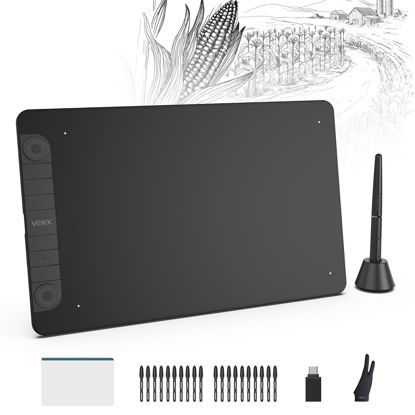Picture of VEIKK VK1060PRO V2 Large 10 x 6 Inch Drawing Tablet with 2 Scroll Wheels, 6 Express Keys, P05 Battery-Free Stylus (8192 Levels Pressure), Compatible with Android/Windows/Mac/Linux OS